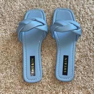 Dust blue braids sandals